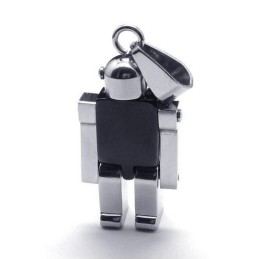 Mænds Sort Sølv Robot Ren Titanium Vedhæng Halskæde